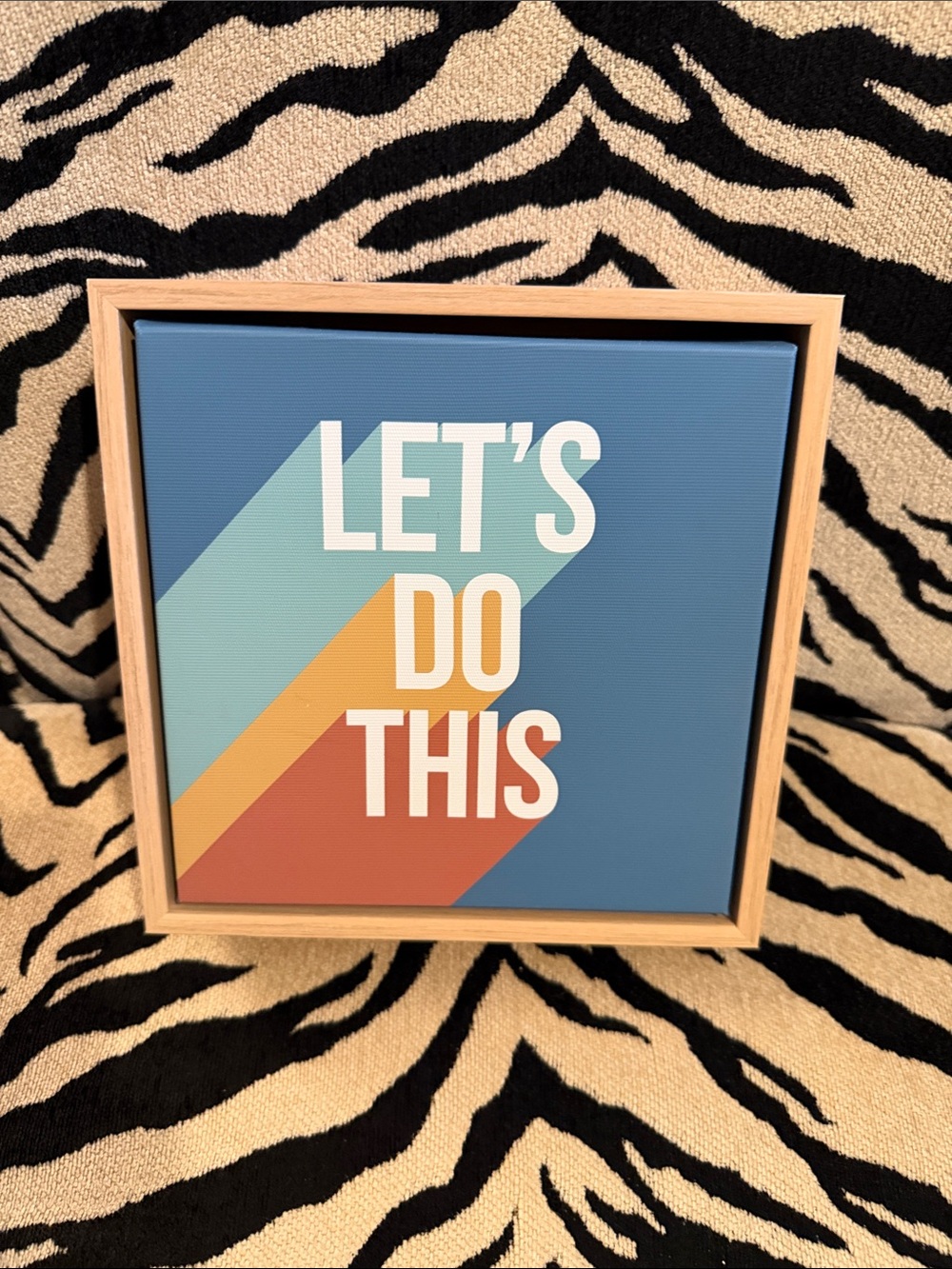 Hobby Lobby Blue Motivational Wall Art with Teal, Yellow & Rust Stripes